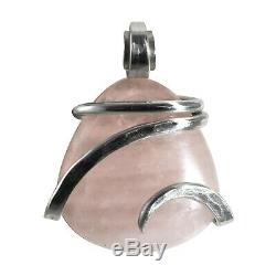 Rose Quartz Star Crystal Stone Pendant Hand Wrapped in Silver by Bellas Pendants