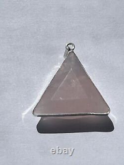 Rose Quartz Vogel Triangle/Star of David Pendant. 925 Silver Genuine Stone Rare