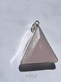 Rose Quartz Vogel Triangle/Star of David Pendant. 925 Silver Genuine Stone Rare