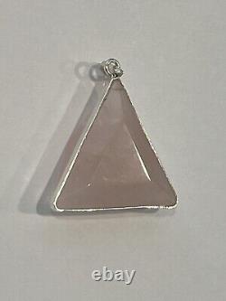 Rose Quartz Vogel Triangle/Star of David Pendant. 925 Silver Genuine Stone Rare