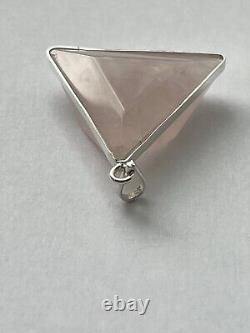 Rose Quartz Vogel Triangle/Star of David Pendant. 925 Silver Genuine Stone Rare