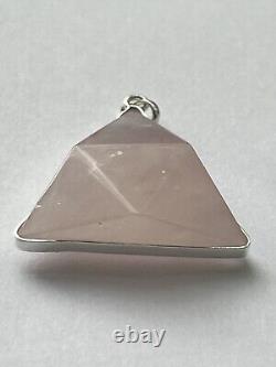 Rose Quartz Vogel Triangle/Star of David Pendant. 925 Silver Genuine Stone Rare