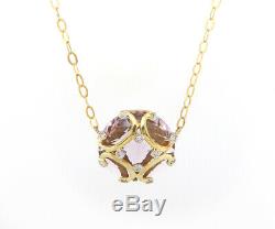 Rose Quartz and Diamond Swirl Pendant Necklace in 14kt