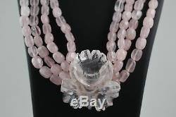 Rose Quartz necklace with Flower Pendant