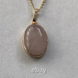 Rose quartz 9ct gold pendant, solid 9ct gold, natural pink gemstone