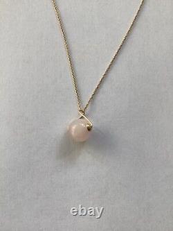 Rose quartz 9ct gold pendant, solid 9ct gold, natural pink gemstone