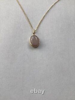 Rose quartz 9ct gold pendant, solid 9ct gold, natural pink gemstone