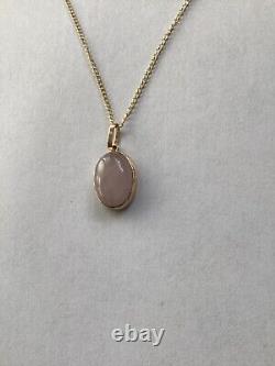 Rose quartz 9ct gold pendant, solid 9ct gold, natural pink gemstone