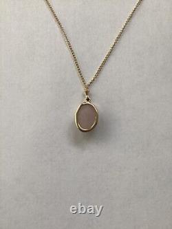 Rose quartz 9ct gold pendant, solid 9ct gold, natural pink gemstone