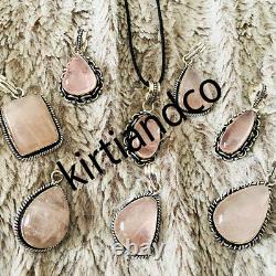 Rose quartz pendants, silver plated pendants, wholesale lot pendants O-20