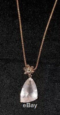 Ross Simons Rose gold/sterling silver 25ct+ Pink quartz pendant necklace