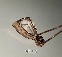Ross Simons Rose gold/sterling silver 25ct+ Pink quartz pendant necklace