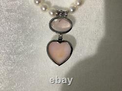 Ross & Simons Sterling Freshwater Pearl and Rose Quartz Pendant Necklace