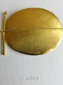 Roz Balkin Modernist Statement Necklace Runway Rose Quartz Drop Brushed Gold