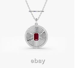 Ruby Gemstone Charms Pendant 925 Sterling Silver Lab Diamond Anniversary Pendant