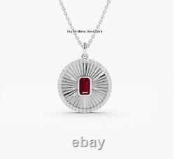 Ruby Gemstone Charms Pendant 925 Sterling Silver Lab Diamond Anniversary Pendant