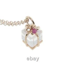 Ruby Rose Quartz Gemstone Gift Box Pendant Necklace 14K Rose Gold Plated Silver