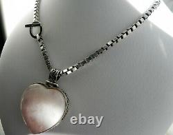 SPECIAL 110g sterling silver 925 fully HM rose quartz heart pendant necklace