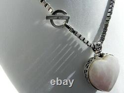 SPECIAL? 110g sterling silver 925 fully HM rose quartz heart pendant necklace