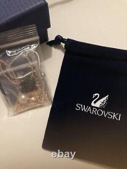 SWAROVSKI Iconic Black Swan Rose Gold Y Necklace Pearl & Crystal Drop. New, Tags