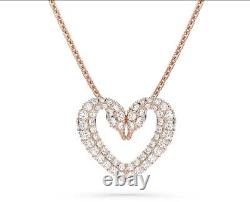 SWAROVSKI Una pendant Heart White Rose gold plated Necklace 5628657 New