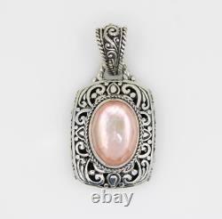 Sarda Sterling Silver Bali Filigree Style Rose Quartz Rectangle Pendant 2