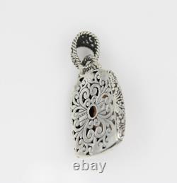 Sarda Sterling Silver Bali Filigree Style Rose Quartz Rectangle Pendant 2