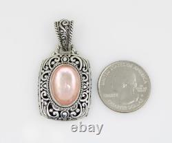 Sarda Sterling Silver Bali Filigree Style Rose Quartz Rectangle Pendant 2