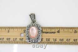 Sarda Sterling Silver Bali Filigree Style Rose Quartz Rectangle Pendant 2