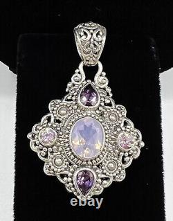 Sarda Sterling Silver Moonstone Pink Sapphire & Amethyst Triplet Pendant