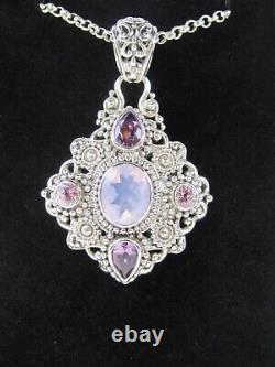 Sarda Sterling Silver Moonstone Pink Sapphire & Amethyst Triplet Pendant