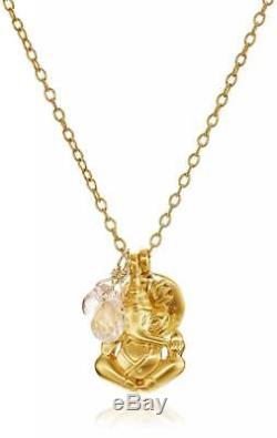 Satya Jewelry Cherry Quartz and Rose Ganesha Lotus Pendant Necklace (24-Inch)
