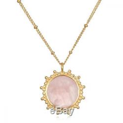 Satya Jewelry Womens Rose Quartz Gold Pendant Necklace 18-Inch, Pink, One Size