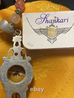 Shankari Ohm 925 Pendant Necklace Pink Topaz Pearl Pink Topaz Strawberry Quartz