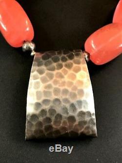 Silpada 925 Sterling Rose Quartz Graduated Stone Necklace Hammered Style Pendant