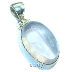 Simplicity 10.5 CARAT Rose Quartz. 925 Sterling Silver handmade Pendant