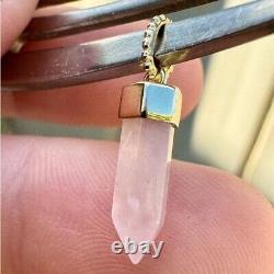 Solid 10k yellow gold genuine rose quartz pendant