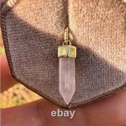 Solid 10k yellow gold genuine rose quartz pendant