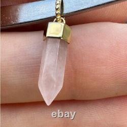 Solid 10k yellow gold genuine rose quartz pendant