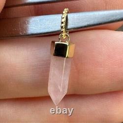 Solid 10k yellow gold genuine rose quartz pendant