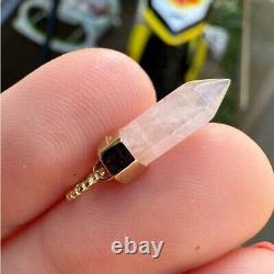 Solid 10k yellow gold genuine rose quartz pendant