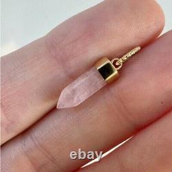 Solid 10k yellow gold genuine rose quartz pendant