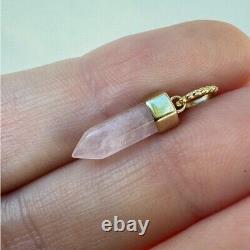 Solid 10k yellow gold genuine rose quartz pendant