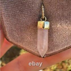 Solid 10k yellow gold genuine rose quartz pendant