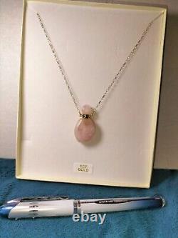 Solid 9ct Gold 20 Necklace & Rose Quartz Perfume Bottle Poison Stash & Giftbox