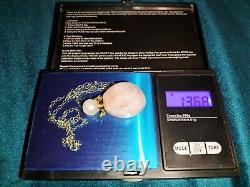 Solid 9ct Gold 20 Necklace & Rose Quartz Perfume Bottle Poison Stash & Giftbox