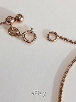 Solid Rose Gold Pink Quartz & Diamond Pendant & Snake Chain 10k Rose Gold
