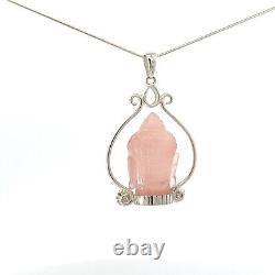 Starborn Carved Rose Quartz Pendant Necklace (22) Pink
