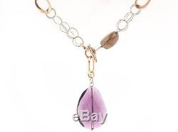 Sterling Silver 925 Rose Gold Italian Designer Ippocampo Purple Quartz Necklace