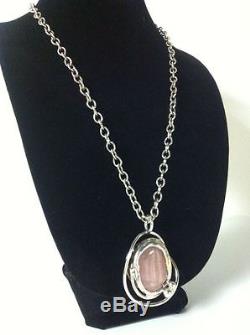 Sterling Silver And Rose Quartz Hand-crafted Danish Statement Necklace 31